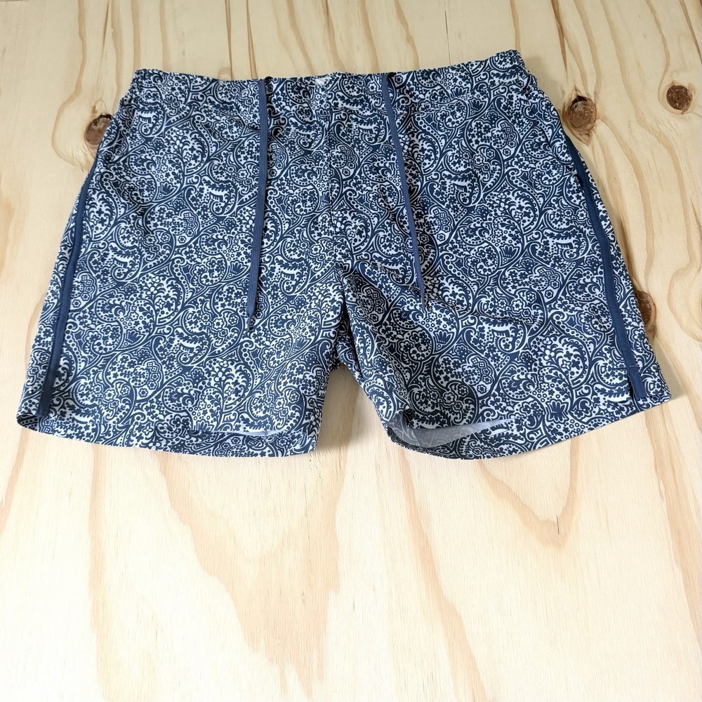 Fair Harbor blue paisley-print Swim Short With Built in Liner Size 34